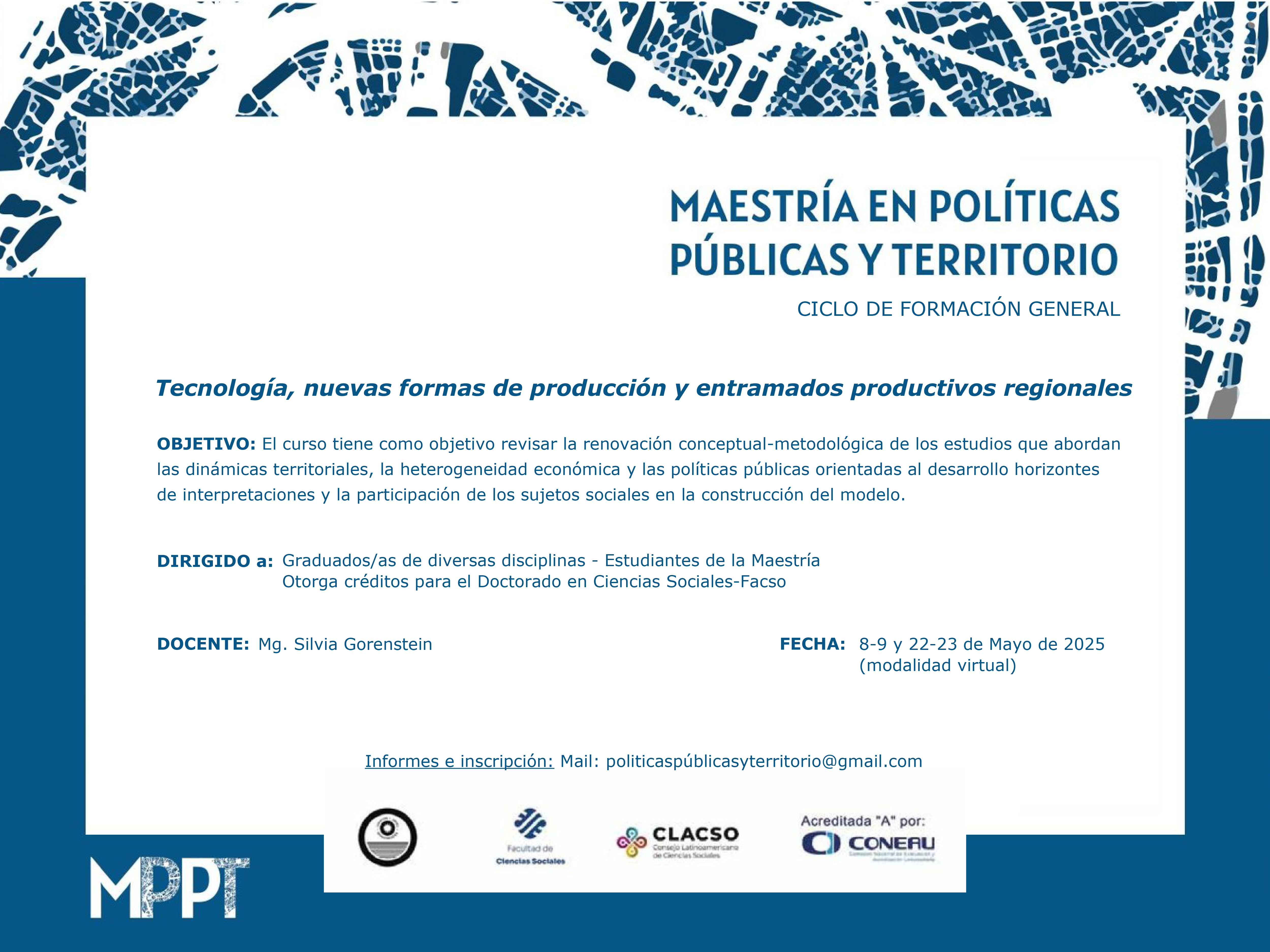 La Maestría en Políticas Públicas y Territorio dictará un curso sobre la tecnología en los entramados productivos regionales